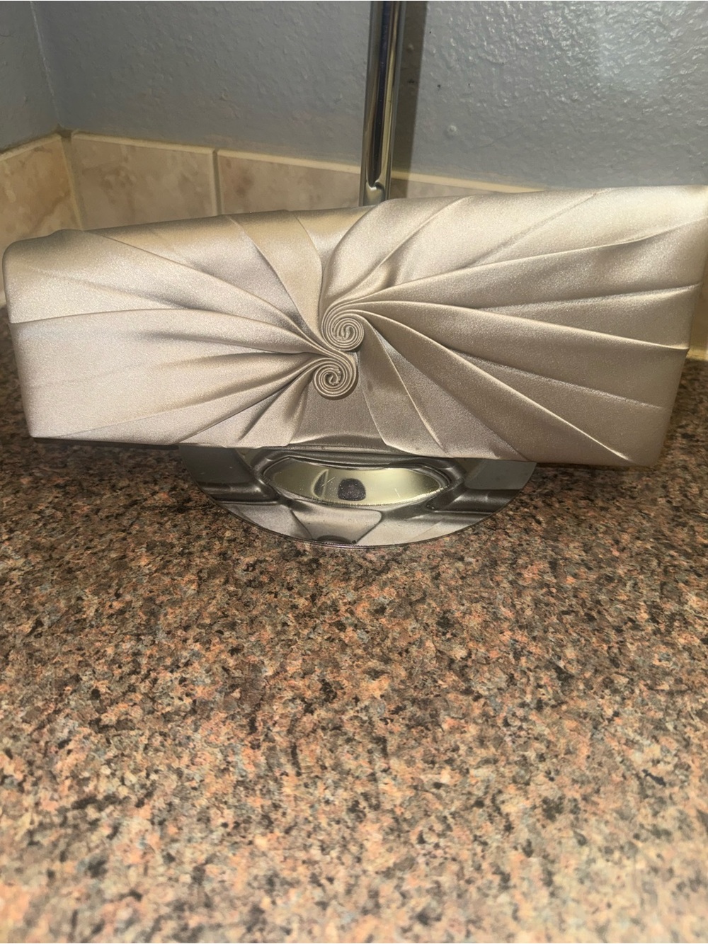 Christian Louboutin 💎Silver Satin Swirl Clutch